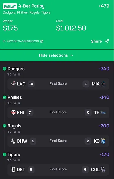 Parlay P Money Team Wins