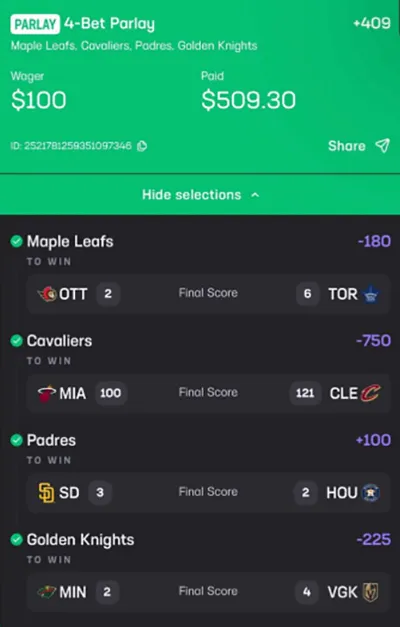 Parlay P Money Team Wins