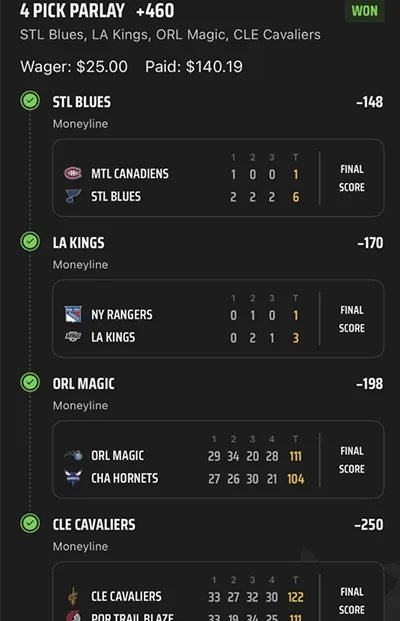 Parlay P Money Team Wins
