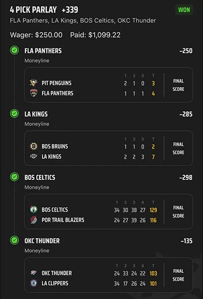 Parlay P Money Team Wins