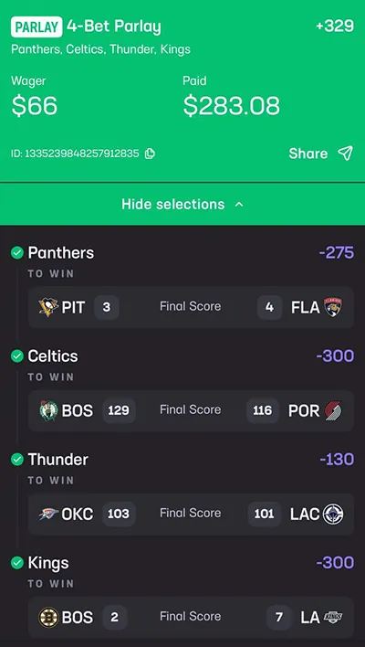 Parlay P Money Team Wins