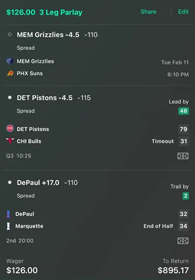 Parlay P Money Team Wins