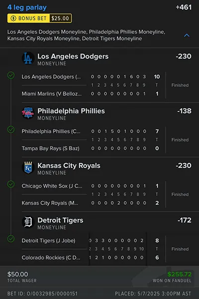 Parlay P Money Team Wins