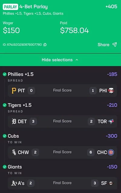 Parlay P Money Team Wins