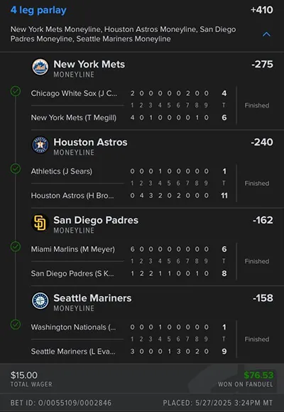 Parlay P Money Team Wins