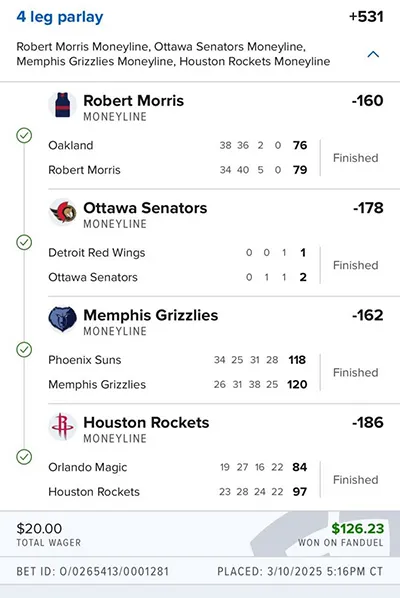 Parlay P Money Team Wins