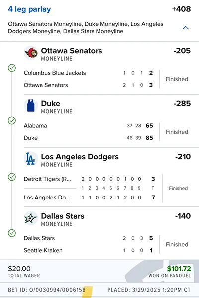 Parlay P Money Team Wins
