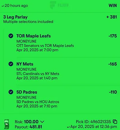 Parlay P Money Team Wins