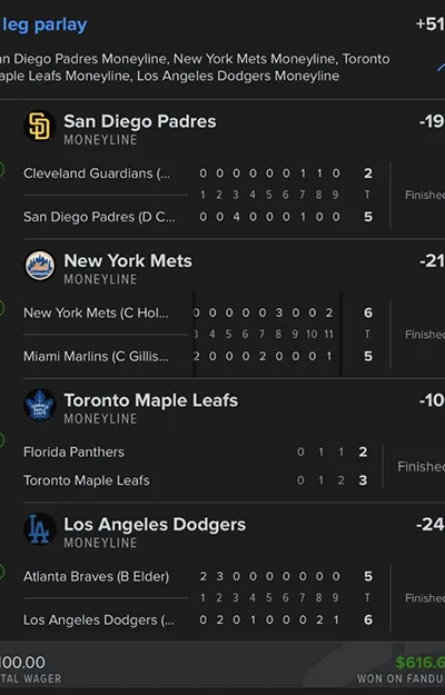 Parlay P Money Team Wins