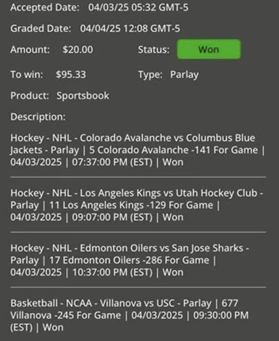 Parlay P Money Team Wins