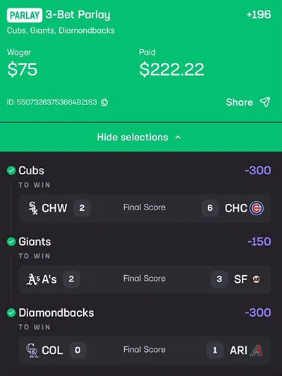 Parlay P Money Team Wins