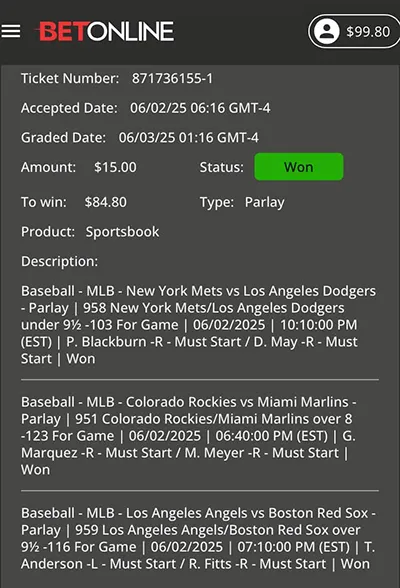 Parlay P Money Team Wins
