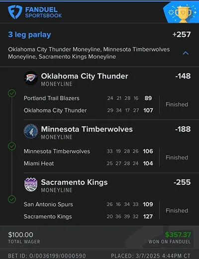 Parlay P Money Team Wins
