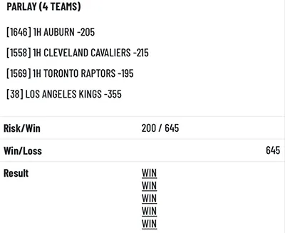 Parlay P Money Team Wins