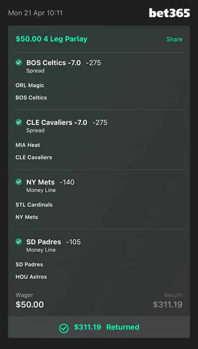Parlay P Money Team Wins