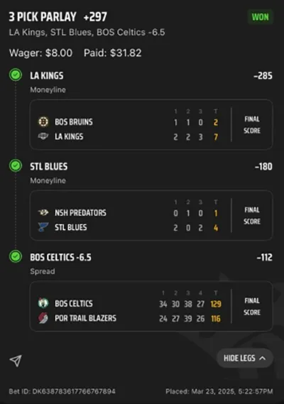Parlay P Money Team Wins