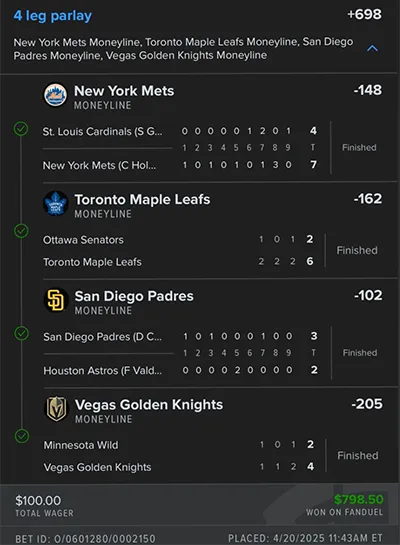 Parlay P Money Team Wins